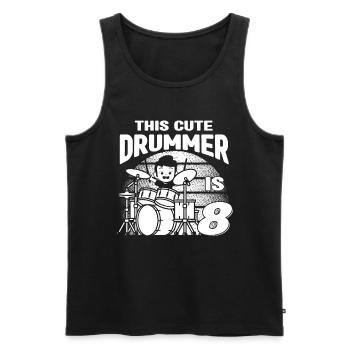Birthday Drummer Boy - This Cute Drummer Is 8 Year - Männer Premium Bio Tank Top - Schwarz - Vorne - Michal (187cm)
