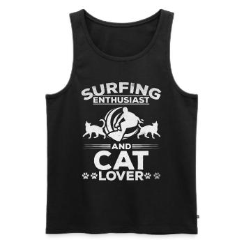 Surfing Enthusiast And Cat Lover I Water Surfer - Men's Premium Organic Tank Top - black - Front - AI Model Male 178 light (178cm)