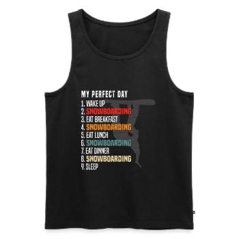 Snowboarder Day Plan - My Perfect Day Snowboarding - Männer Premium Bio Tank Top - Schwarz - Vorne - Michal (187cm)