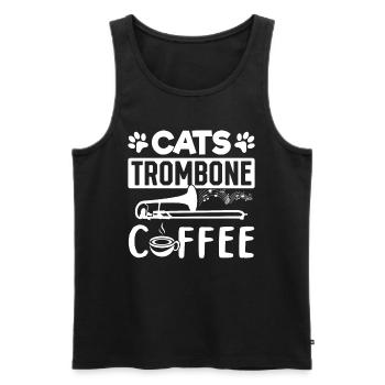 Cat Trombone Coffee Trombonist And Cat Lover Tromb - Men's Premium Organic Tank Top - black - Front - AI Model Male 178 light (178cm)
