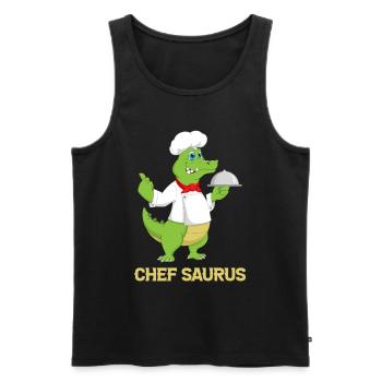 Chef Saurus Kitchen Cook Dinosaur Lover Restaurant - Men's Premium Organic Tank Top - black - Front - Michal (187cm)