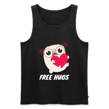 Free Hugs - Niedlicher Mops Herz - Männer Premium Bio Tank Top - Schwarz - Vorne - Michal (187cm)