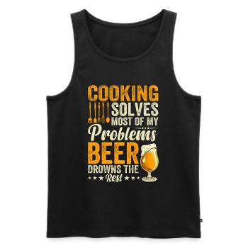 La cuisine résout la plupart de mes problèmes La bière noie le - Débardeur bio Premium Homme - noir - Devant - Michal (187cm)