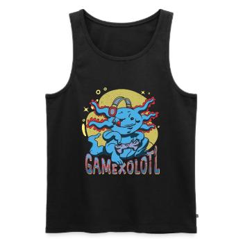 Jeu Axolotl Amphibien Mexicain Triton Jeu vidéo - Débardeur bio Premium Homme - noir - Devant - AI Model Male 178 light (178cm)