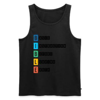 Introduction biblique de base avant de quitter la terre - Débardeur bio Premium Homme - noir - Devant - AI Model Male 178 light (178cm)