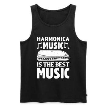 La musique harmonica est la meilleure musique musique harmonica - Débardeur bio Premium Homme - noir - Devant - Michal (187cm)