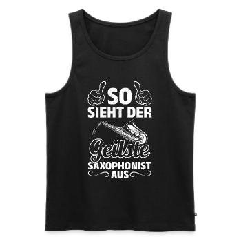 This Is What The Hottest Saxophonist Look Saxophon - Männer Premium Bio Tank Top - Schwarz - Vorne - Michal (187cm)