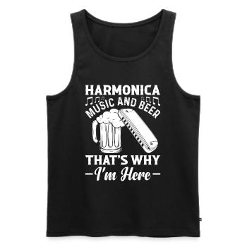Harmonica Music And Beer That's Why Im Here Harmon - Men's Premium Organic Tank Top - black - Front - Michal (187cm)