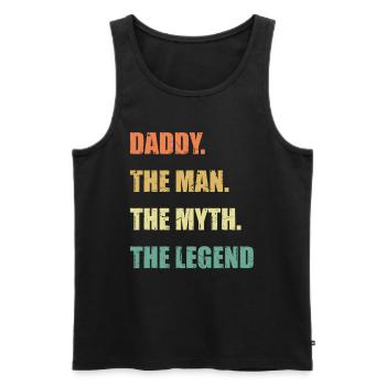 Idées de fête des pères - Papa. L’homme. Le mythe. Le - Débardeur bio Premium Homme - noir - Devant - Michal (187cm)