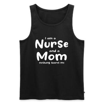 Je suis infirmière et maman rien ne me fait peur - Nurse M - Débardeur bio Premium Homme - noir - Devant - Michal (187cm)
