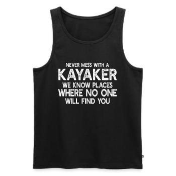 Kayak amusant - Ne jouez jamais avec un kayakiste - Débardeur bio Premium Homme - noir - Devant - AI Model Male 178 light (178cm)