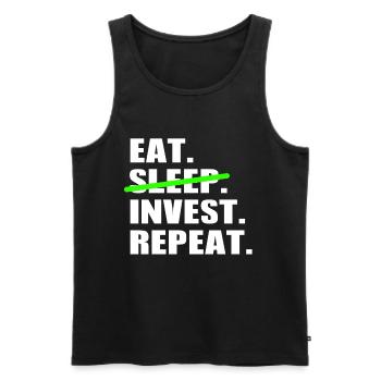 Eat Sleep Invest Repeat - Bourse Day Trading - Débardeur bio Premium Homme - noir - Devant - Michal (187cm)