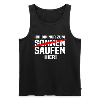 Mallorca Urlaub - Ich Bin Nur Zum Saufen Hier - Ma - Männer Premium Bio Tank Top - Schwarz - Vorne - Michal (187cm)