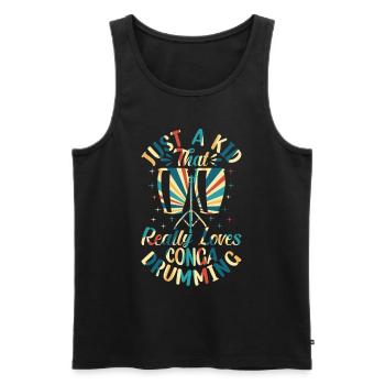 Just A Kid That Really Loves Conga Drumming - Cong - Men's Premium Organic Tank Top - black - Front - AI Model Male 178 light (178cm)