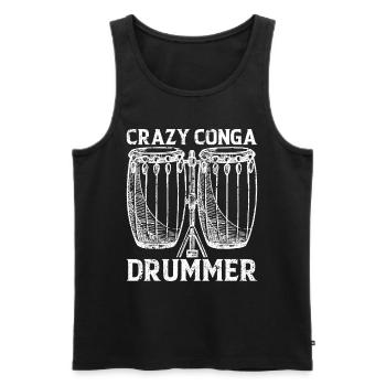 Crazy Conga Drummer - Conga Player Conga Musician - Men's Premium Organic Tank Top - black - Front - AI Model Male 178 light (178cm)