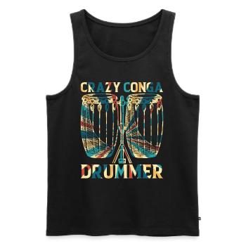 Crazy Conga Drummer - Conga Drums Conga Musician - Men's Premium Organic Tank Top - black - Front - AI Model Male 178 light (178cm)