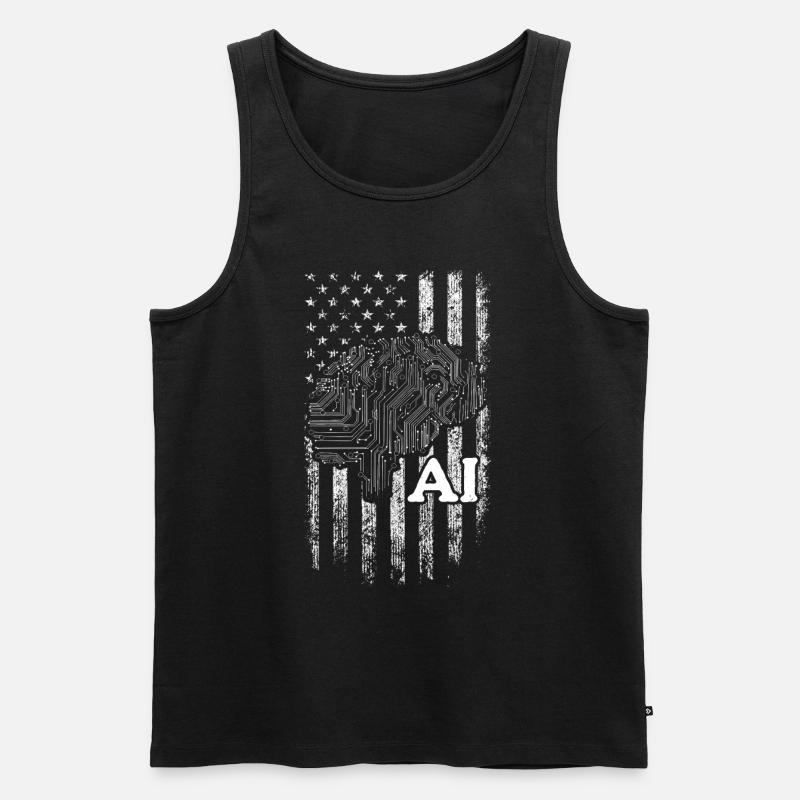 AI US Flag Artificial Intelligence - Männer Premium Bio Tank Top - Schwarz