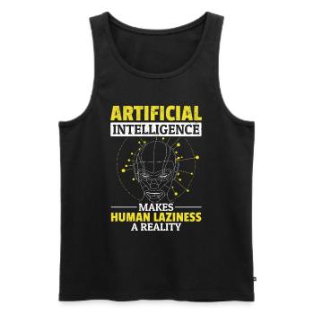 Artificial Intelligence Makes Human Laziness A Rea - Men's Premium Organic Tank Top - black - Front - AI Model Male 178 light (178cm)