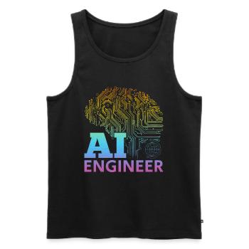Ingénieur IA - Ai Artificial Intelligence Machine L - Débardeur bio Premium Homme - noir - Devant - Michal (187cm)