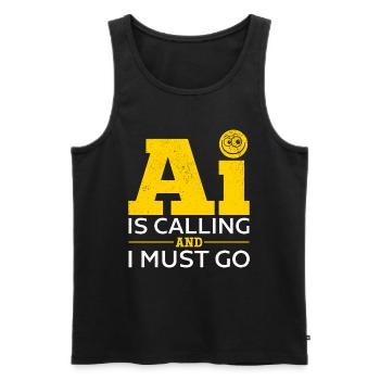 Artificial Intelligence - AI Is Calling And I Must - Männer Premium Bio Tank Top - Schwarz - Vorne - AI Model Male 178 light (178cm)