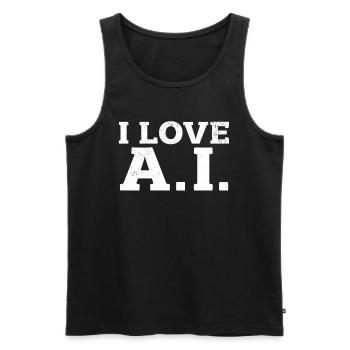 J’aime l’IA - Machine Learning Ai Artificial Intelli - Débardeur bio Premium Homme - noir - Devant - Michal (187cm)