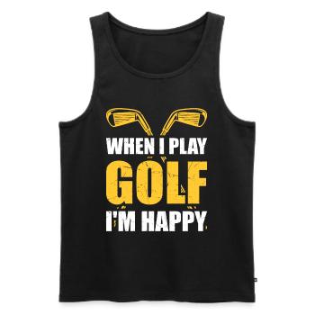 Quand je joue au golf, je suis heureux - Joueur de golf - Débardeur bio Premium Homme - noir - Devant - Michal (187cm)