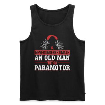 Parapente motorisé Vieil homme avec un paramoteur - Débardeur bio Premium Homme - noir - Devant - Michal (187cm)