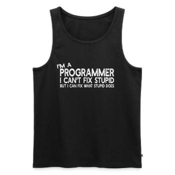 I'm a Programmer I can't fix stupid - Programmer H - Men's Premium Organic Tank Top - black - Front - AI Model Male 178 light (178cm)