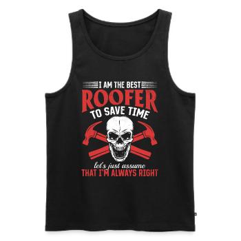 Je suis le meilleur couvreur pour gagner du temps - Funny Roofer R - Débardeur bio Premium Homme - noir - Devant - AI Model Male 178 light (178cm)