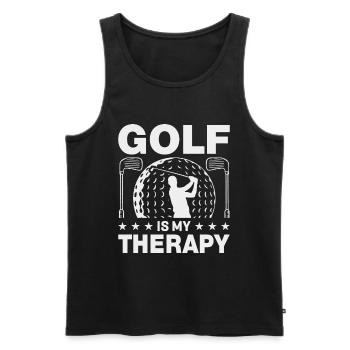 Jouer au golf, c’est vivre !- Swing the golf club - Débardeur bio Premium Homme - noir - Devant - Michal (187cm)