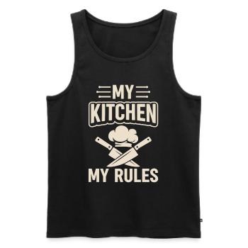 My Kitchen My Rules Cooking Hat And Knives Chef Ki - Männer Premium Bio Tank Top - Schwarz - Vorne - AI Model Male 178 light (178cm)