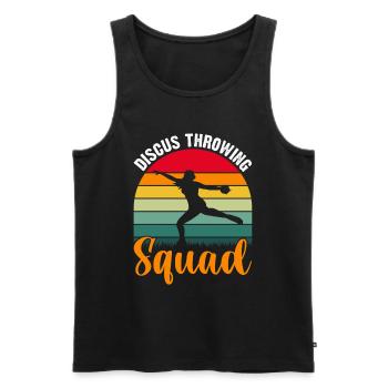 Diskuswerfen - mit Schwung zum Erfolg - Männer Premium Bio Tank Top - Schwarz - Vorne - AI Model Male 178 light (178cm)
