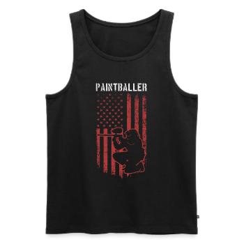 Joueur de paintball Paintballer Paintballer US Flag - Débardeur bio Premium Homme - noir - Devant - Michal (187cm)