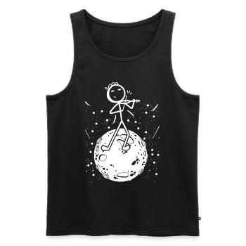Violin Stick Player In Planet Violin Playing Violi - Männer Premium Bio Tank Top - Schwarz - Vorne - AI Model Male 178 light (178cm)