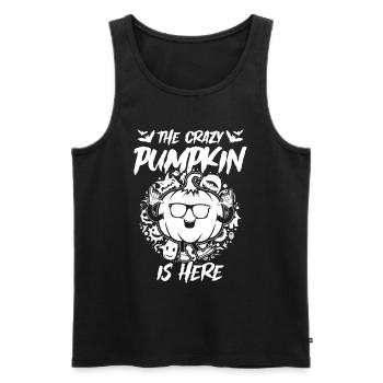 The Crazy Pumpkin Is Here - Funny Halloween Pumpki - Men's Premium Organic Tank Top - black - Front - AI Model Male 178 light (178cm)