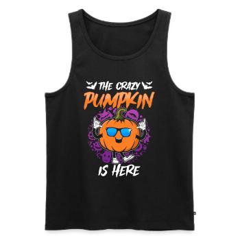 The Crazy Pumpkin Is Here - Funny Halloween Crazy - Men's Premium Organic Tank Top - black - Front - AI Model Male 178 light (178cm)