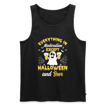 Funny Ghost - Everything In Moderation Except Hall - Männer Premium Bio Tank Top - Schwarz - Vorne - Michal (187cm)