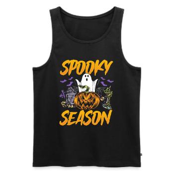 Halloween Spooky Season - Fantôme d’Halloween drôle - Débardeur bio Premium Homme - noir - Devant - AI Model Male 178 light (178cm)