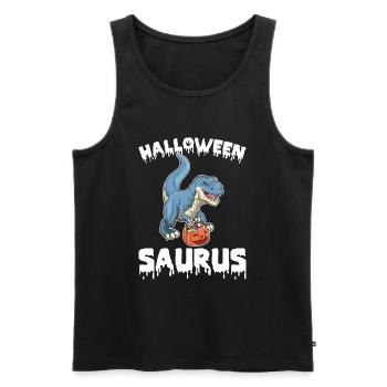 Halloween Dinosaur with Pumpkin Halloween Saurus - Men's Premium Organic Tank Top - black - Front - Michal (187cm)
