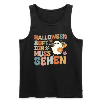 Halloween Ruft Ich Muss Gehen - Halloween Gespenst - Männer Premium Bio Tank Top - Schwarz - Vorne - Michal (187cm)