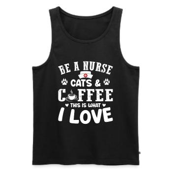 Nurse Nursing - Be A Nurse Cats & Coffee This Is W - Männer Premium Bio Tank Top - Schwarz - Vorne - Michal (187cm)