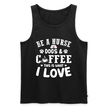 Nurse Nursing - Be A Nurse Dogs & Coffee This Is W - Männer Premium Bio Tank Top - Schwarz - Vorne - Michal (187cm)