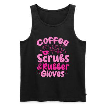 Coffee Scrubs & Rubber Gloves - Nursing Registered - Men's Premium Organic Tank Top - black - Front - Michal (187cm)
