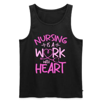 Les soins infirmiers sont un travail avec le cœur - Nurse Life Hospital - Débardeur bio Premium Homme - noir - Devant - Michal (187cm)