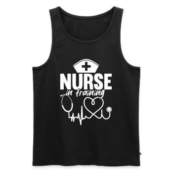 Funny Nurse Nursing - Nurse In Training - Men's Premium Organic Tank Top - black - Front - AI Model Male 178 light (178cm)