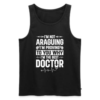 Drôle de docteur - Je vous prouve pourquoi je suis le meilleur - Débardeur bio Premium Homme - noir - Devant - Michal (187cm)