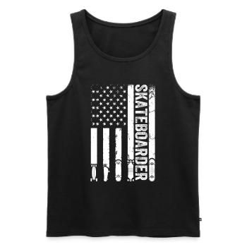 Skatepark Skateboard Skateboarder US Flag - Men's Premium Organic Tank Top - black - Front - AI Model Male 178 light (178cm)