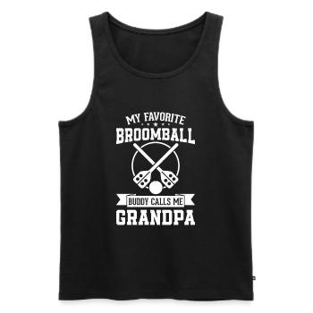 Mon copain de ballon-balai préféré m’appelle Grand-père balai - Débardeur bio Premium Homme - noir - Devant - Michal (187cm)