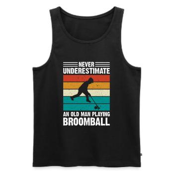 Broomball - Never Underestimate An Old Man Playing - Männer Premium Bio Tank Top - Schwarz - Vorne - Michal (187cm)