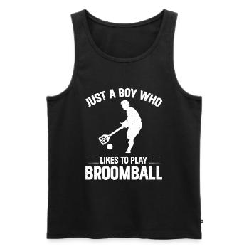 Just A Boy Who Likes To Play Broomball Boy - Männer Premium Bio Tank Top - Schwarz - Vorne - Michal (187cm)